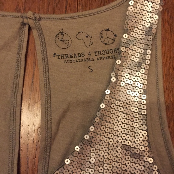 Threads 4 Thought Silver Sequin Top – Size S - Picture 4 of 6